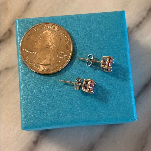 Women’s Fashion Pierced Earrings 1ct Moissanite Pink 18k Plated 6.5 MM GRA Inc - Picture 11 of 12